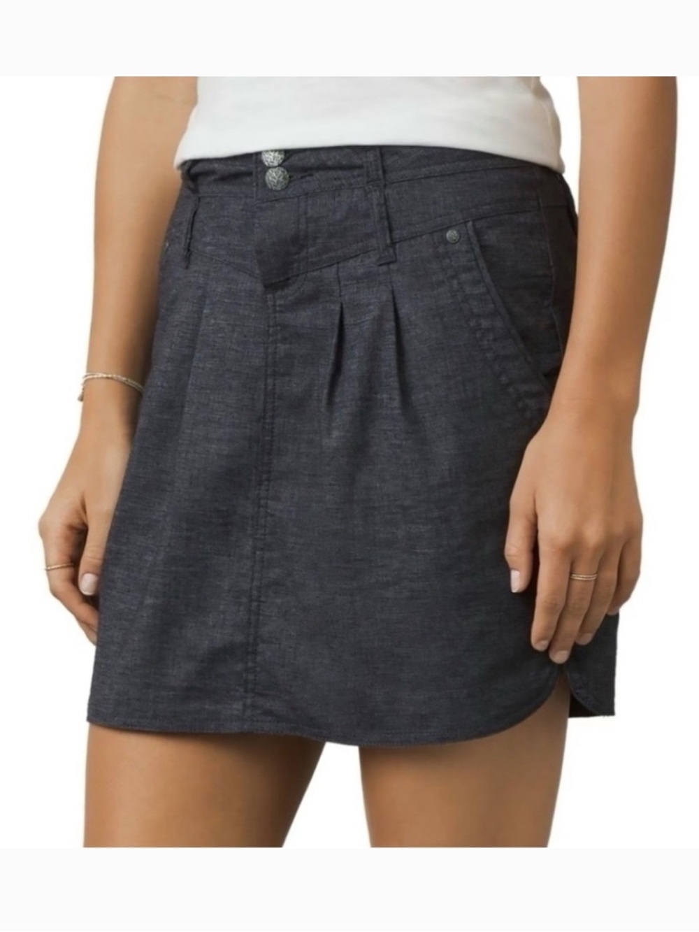 *Prana Lizbeth Coal Gray Women’s Hemp Blend Chambray Size 10 Skirt